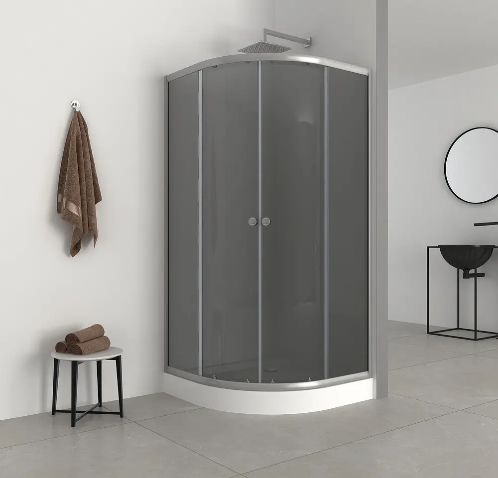 Душова кабіна з низьким піддоном Mixxus Plain SCT02-90x90x195-GR Satin сіре тоноване скло 4мм MI6898, Універсальна, тонований, хром матовий - фото 5