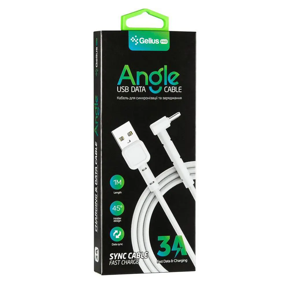 USB кабель Gelius Pro Angle MicroUSB White - фото 2