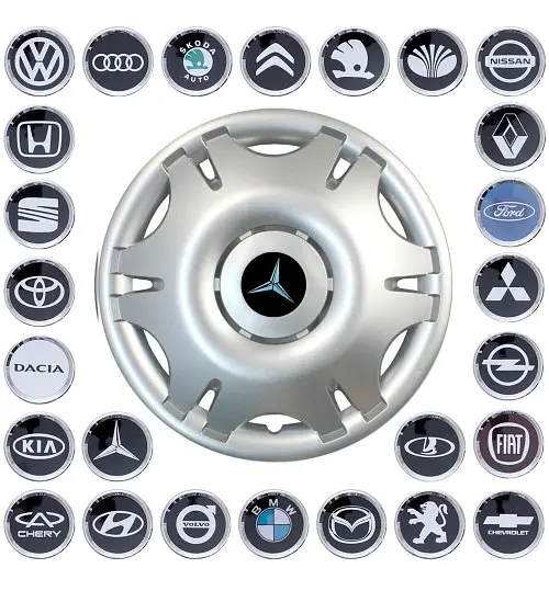 Ковпак колеса з емблемою Mercedes SKS402 R16 сірий з логотипом на вибір 4 шт - фото 2