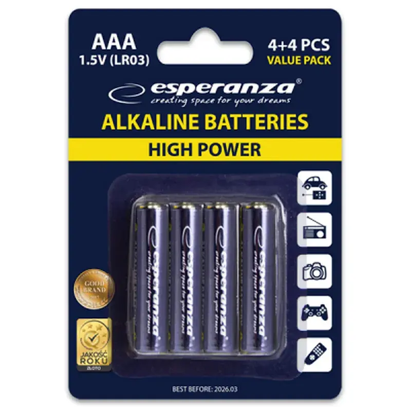 Батарейка Esperanza AAA LR03 Alkaline x 8 (EZB104) - фото 3