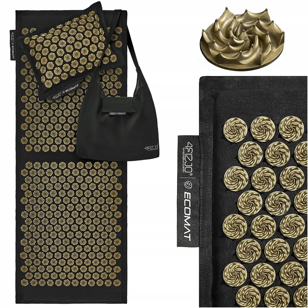 Килимок акупунктурний 4FIZJO Eco Mat Аплікатор Кузнєцова з подушкою 130 x 50 см Black/Gold 4FJ0291 (P-5907739313591) - фото 2