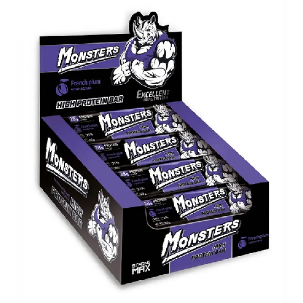 Протеїнові батончики Strong Max — 80 г x 20 шт French Plum