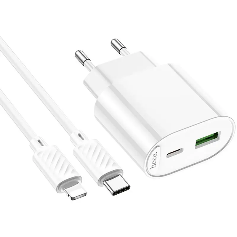 МЗП Hoco C109A Fighter PD20W (1USB-C) + кабель Type-C to Lightning White - фото 5
