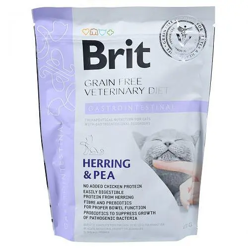 Сухий корм Brit GF VetDiet Cat Gastrointestinal для кішок, у разі порушень травлення, із оселедецем, лососем, яйцем і горохом, 400 г - фото 3