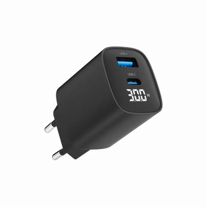 Зарядний пристрій Gembird 1xUSB-A (QC3.0 18W) + 1 Type-C (PD20W) LCD black (TA-UC-PDQC30LCD-BK-01) - фото 4