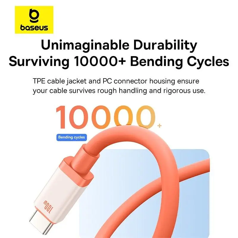 Кабель Baseus 0℃ Series Fast Charging Cable Type-C to Type-C 100W 1m P10368800731-00 Coral - фото 6