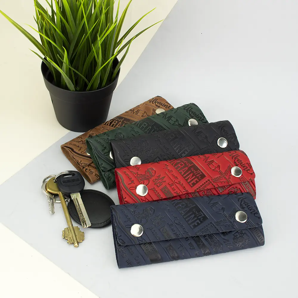 Ключниця шкіряна "Ukraine" на кнопках бежева - фото 6