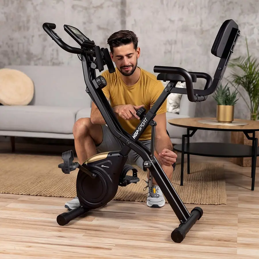 Велотренажер Hop-Sport HS-3030X Apeks X-Bike черно-золотистый - фото 8
