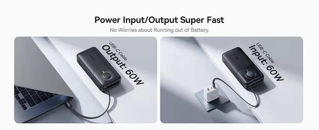 Внешний аккумулятор Baseus 65W 20000 mAh Free2pull Retractable For Macbook Laptop - фото 9