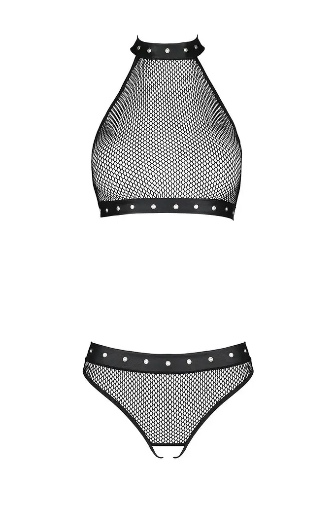Белье с открытым доступом Passion MOONLIGHT Set L/XL black топ стринги - фото 3