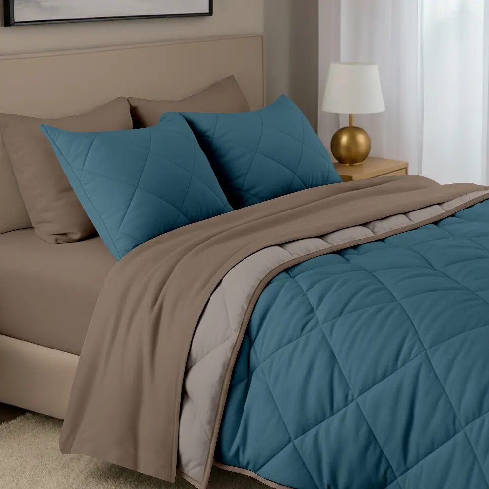 Покривало Cosas TAUPE STONE 200х230 см стьобане двостороннє на ліжко та диван (Blanket_84Quartz_68Sky_kt_15Espresso_200x230) - фото 7