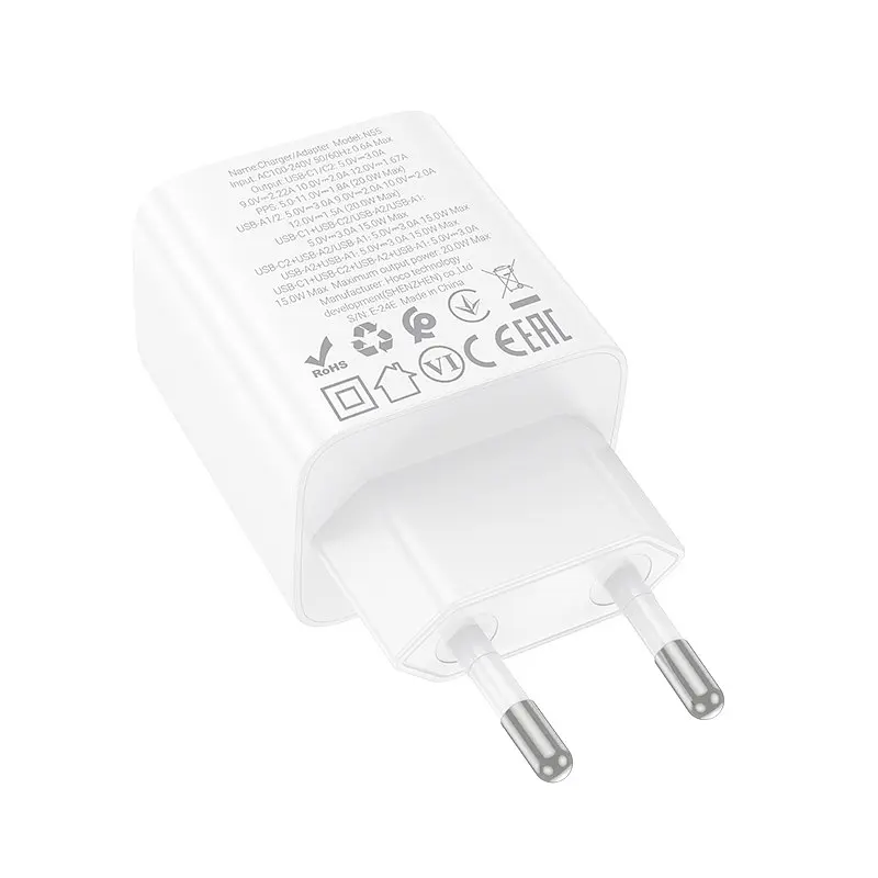 МЗП Hoco N55 Fundador PD20W four-port (2USB-A/2C) White - фото 3
