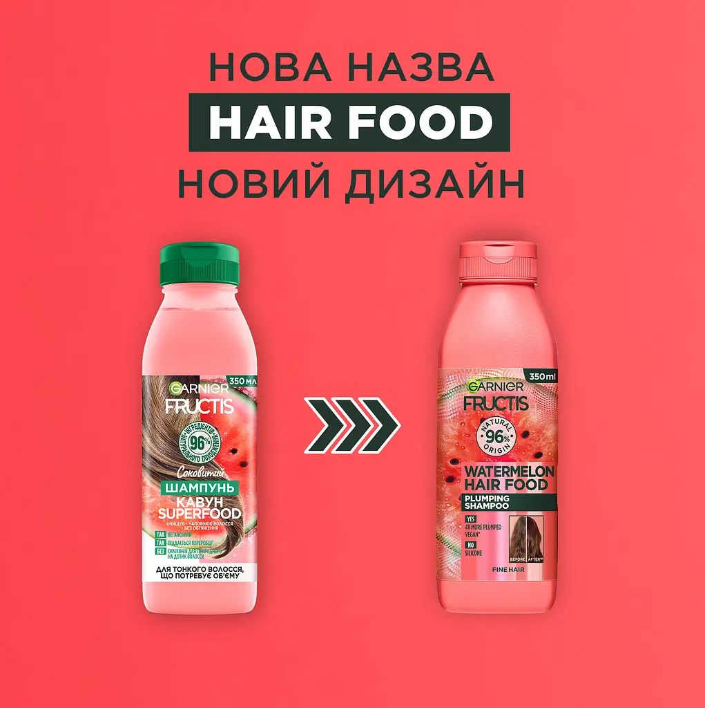 Шампунь Garnier Fructis Hair Food Watermelon для тонкого волосся, що потребує об'єму 350 мл - фото 3