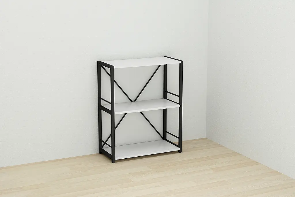 Етажерка 3/60 Ferrum-decor Серії Коннект 75x60x28 чорний ДСП Білий 16мм (FRD-104254) - фото 5