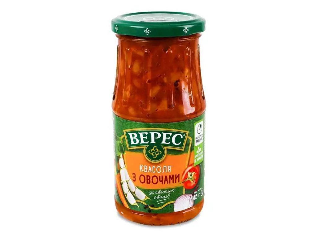 Квасоля ВЕРЕС 445г з овочами скло