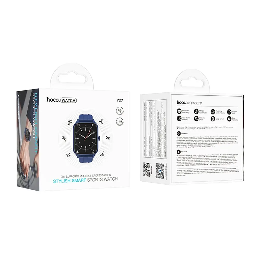 Смарт годинник Hoco Y27 Smart sports watch IPX4 Bluetooth V5.0 230mAh Blue - фото 2