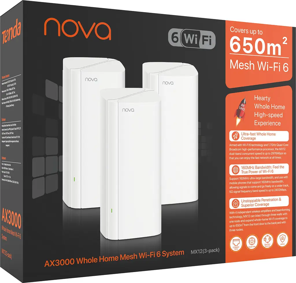 Система WiFi-Mesh MX12 NOVA AX3000, 3мод Tenda teh0017252 - фото 8