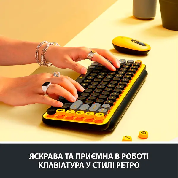 Клавиатура Logitech POP Keys Wireless Mechanical Keyboard Blast Yellow UA [920-010735] [94267] - фото 8