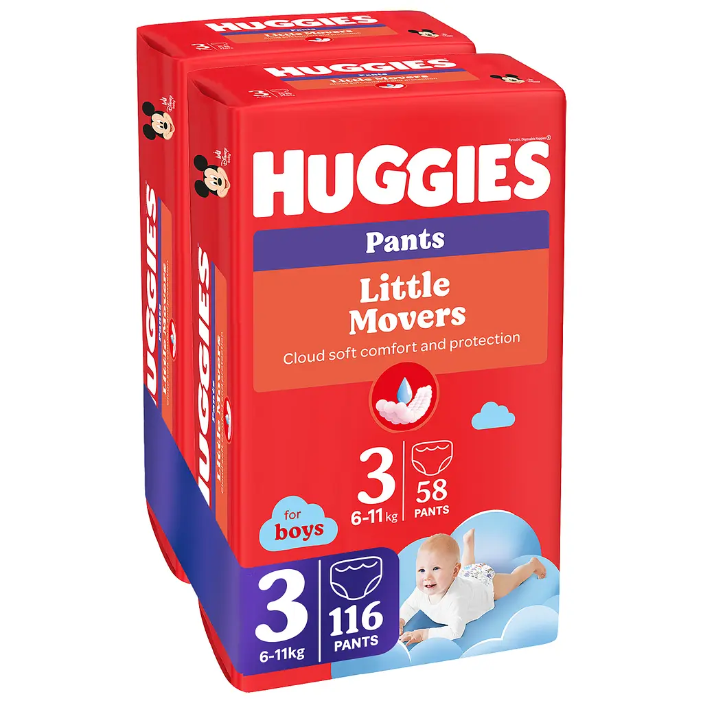 Набір трусиків-підгузків для хлопчиків Huggies Little Movers Pants 3 (6-11 кг), 116 шт. (2 уп. по 58 шт.) - фото 3