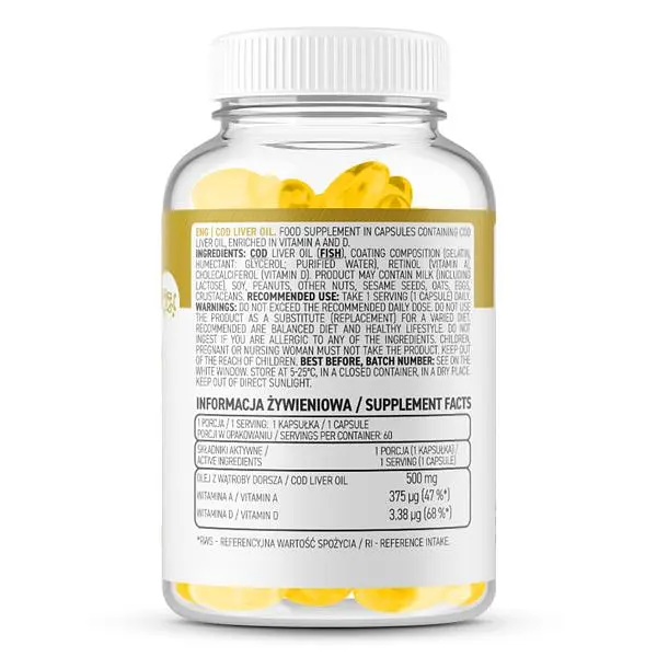 Жирные кислоты OstroVit Cod Liver Oil, 60 капсул - фото 2