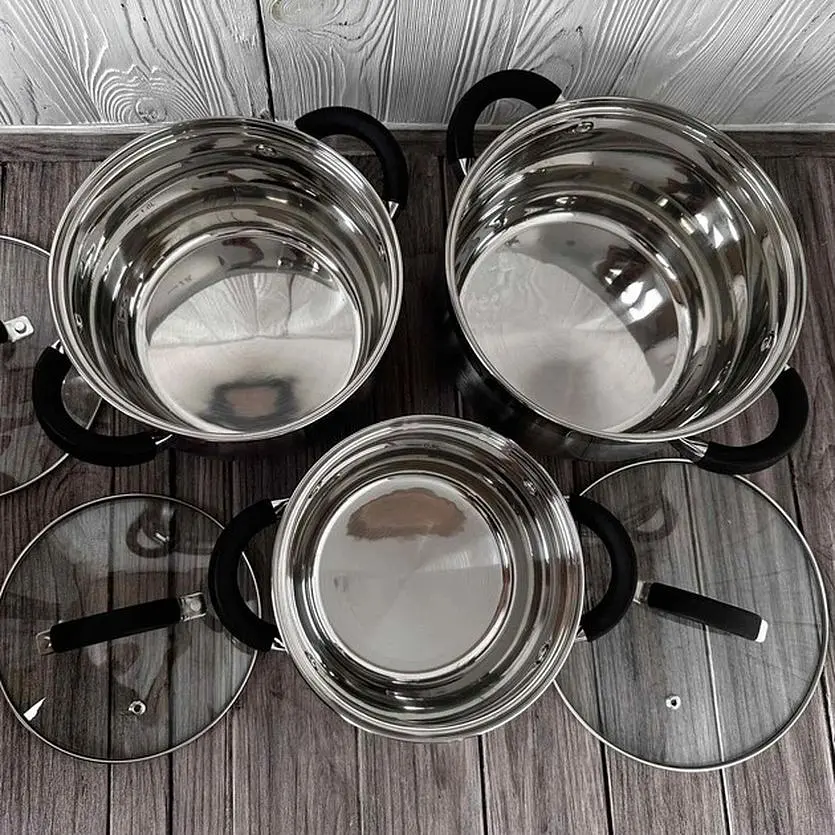 Набір каструль із нержавіючої сталі XPRO GF-2044 з термостійкими кришками (40373-GF-2044_1294) - фото 5