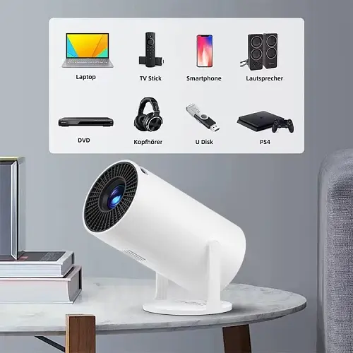 Проектор Magcubic HY300 Pro, White, LED, WiFi 6 / Bluetooth 5.0, 1280x720, 260 Лм, 5 Вт, Allwinner H726 (4 ядра), Android 14 - фото 4