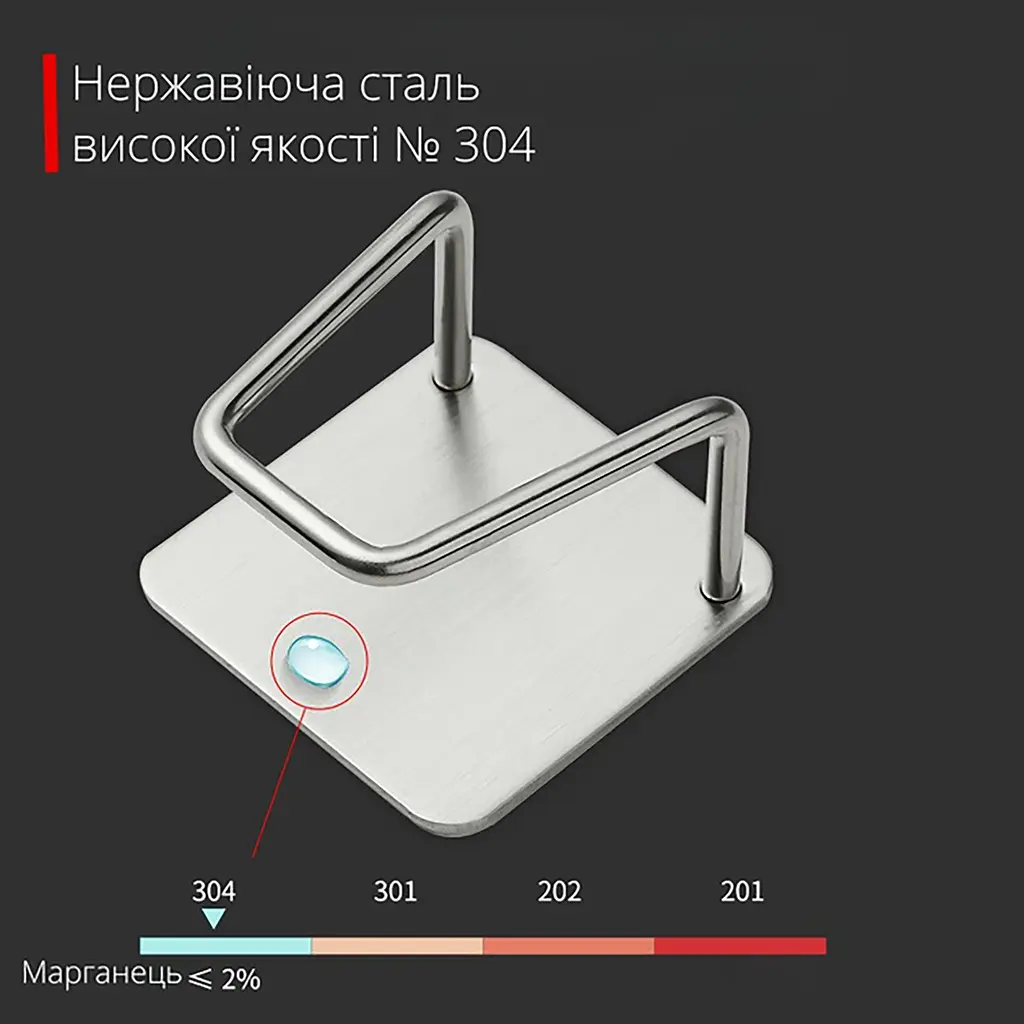 Тримач підставка для губки в раковину на кухню або рушника у ванну з нержавіючої сталі, Yu Xin Сріблястий 86584 - фото 7