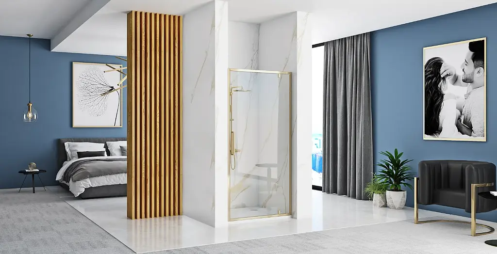 Душові двері Rea Rapid Swing 90 gold REA-K5618 - фото 2