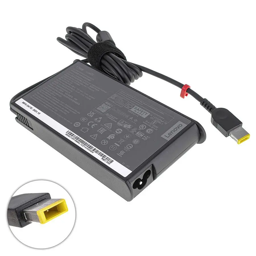 Блок живлення для ноутбука LENOVO 20V 8.5A 170W USB+pin (Square 5 Pin DC Plug) чорний SLIM OVALE
