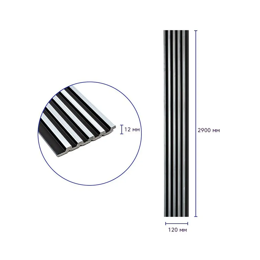Рейка декоративна Wall Sticker PS 2900х120х12 мм Чорний зі сріблом SW-00002133 - фото 3