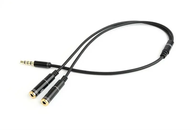 Аудіо-кабель Cablexpert CCA-417M 3.5 mm 4-pin-3.5 mm stereoмікрофон 0.2м чорний