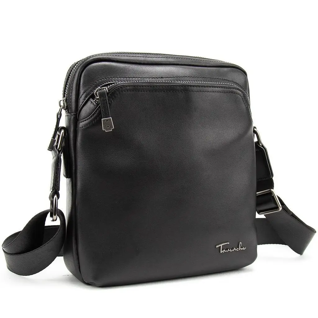 Чоловіча чорна шкіряна сумка через плече Tiding Bag SM8-9686-4A - фото 3