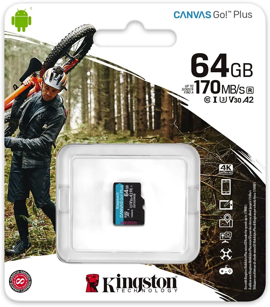 Карта памяти Kingston microSDXC Canvas Go! Plus 64Gb Class 10 UHS-1 U3 [SDCG3/64GBSP] [61061] - фото 6