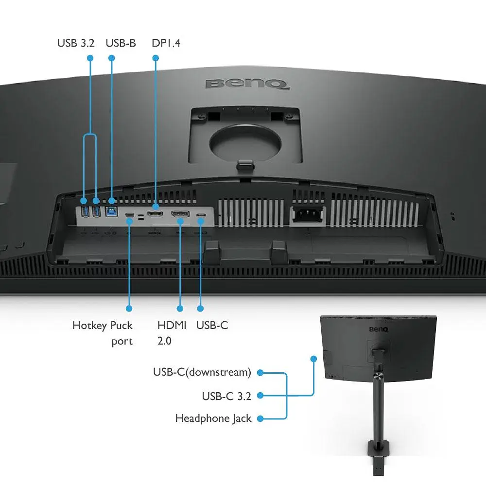 Монітор TFT 27 BenQ PD2706UA, 4K UHD, IPS, 99% sRGB, HDR10, HDMI, DP, USB-C, USB-hub, HAS, колонки - фото 8