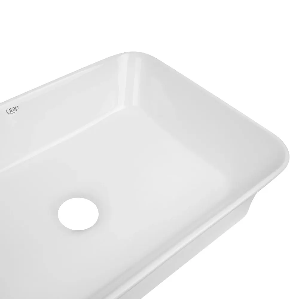 Умивальник Qtap Virgo накладний прямокутний 490x350x110 мм White + донний клапан PU02, Білий - фото 5