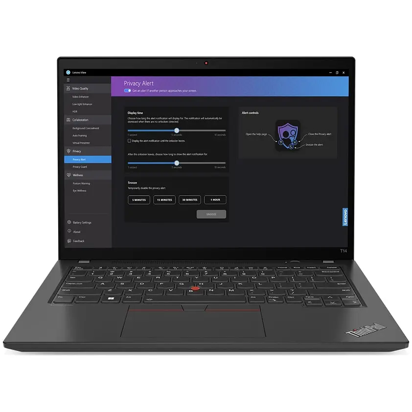 Ноутбук Lenovo ThinkPad T14 Gen 4 з процесором Intel Core i5-1335U pana la 4.6 GHz, 14", WUXGA, IPS, 16GB, 512GB SSD, Intel UHD графікою, Windows 11 Pro, Thunder чорний, 3y Courier or Carry- - фото 4