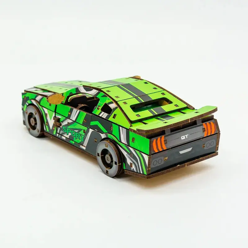 Дерев'яний 3D конструктор Mustang GT Puz-00640, 162 деталей - фото 4