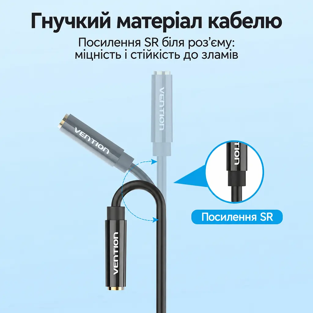Аудиоразветвитель для гарнитуры Vention 1 м Сплиттер 2 штекера 3,5 мм к отдельным портам ПК для наушников и микрофона и 4-контактное гнездо 3,5 мм для комбинированного штекера Совместимость с OMTP без поддержки CTIA Регулируемое Y-разветвление для подстройки под расположение портов чёрный с золотистыми штекерами (BBTBF) - фото 9
