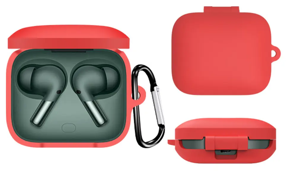 Чехол-накладка DK Silicone Candy Friendly с карабином для OnePlus Buds Pro 2 (red) - фото 2