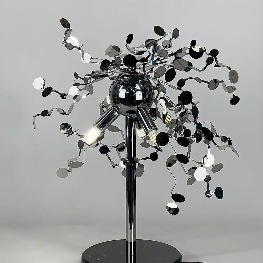 Лампа настільна з гнучких хромованих кружечків з металу Ø 50х45 см | Line F | Арт. 1030T CH - фото 2