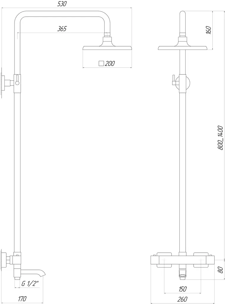 Душова система Globus Lux GLM-0041T, Хром - фото 5