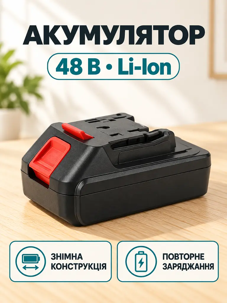 Акумуляторна мініповітродувка 48 В Li-Ion з 1 АКБ для видування пилу, синя (37261136) - фото 4