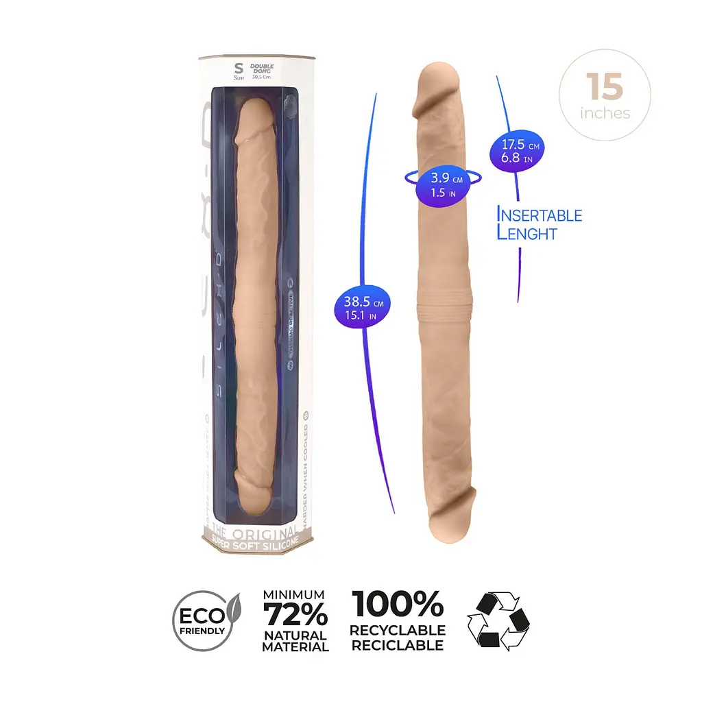 Двосторонній фалоімітатор Silexd Dildo-Twins Dildo Flesh S, 38.5 см (тілесний) - фото 7