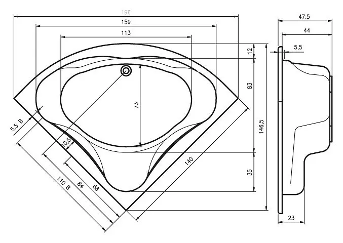Ванна акрилова Rho Neo 140x140 BC3400500000000 Білий - фото 2