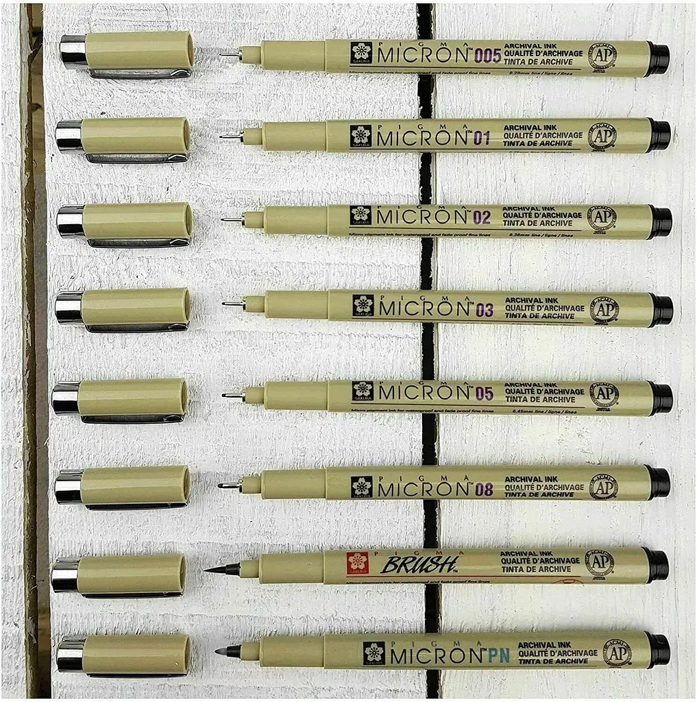 Набір лінерів Pigma Micron 6 шт + 1 лінер-пензель Pigma Brush + Pigma Micron PN в подарунок Sakura - фото 2