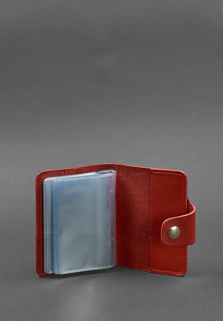 Женский кожаный кард-кейс 7.1 (Книжечка) красный - фото 4