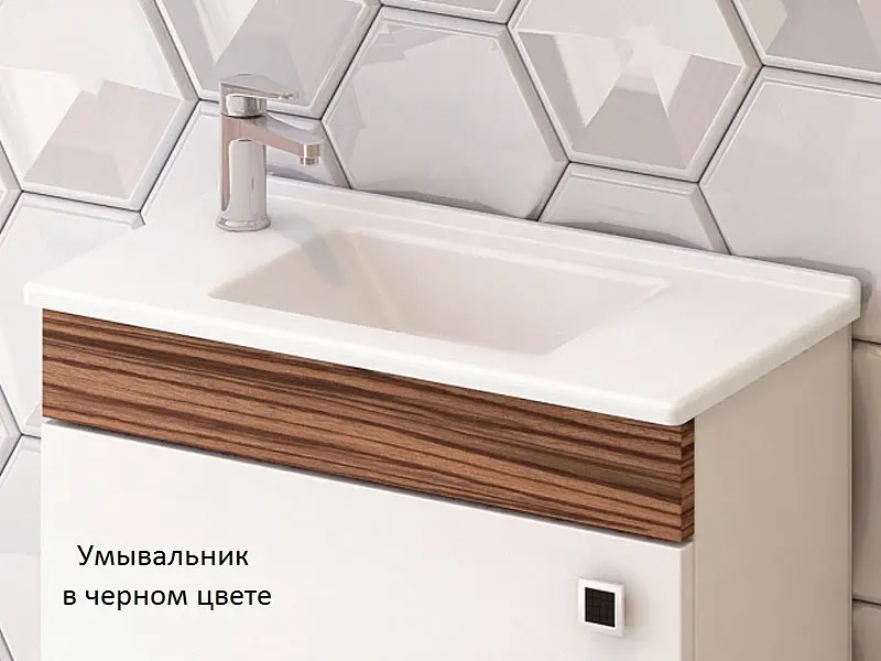 Раковина Idevit Merkur 26x50 0201-3507-07 лівий, Чорний - фото 3