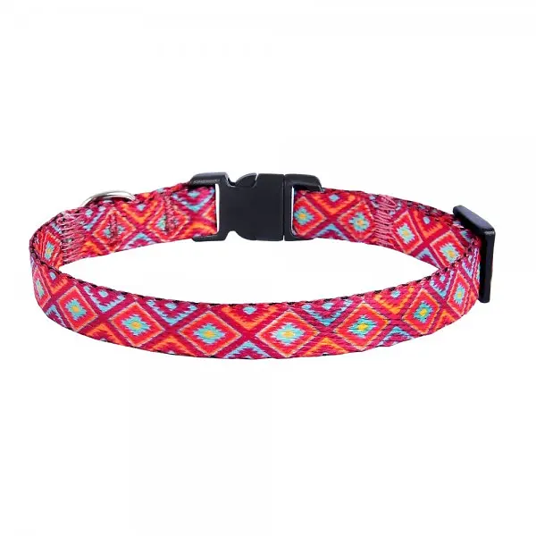 Нашийник для собак BronzeDog Urban застібка пластикова гуцульський червоний XS - фото 2