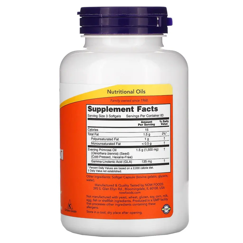 Олія вечірньої примули Now Foods Evening Primrose Oil 500 мг 100 капс - фото 2