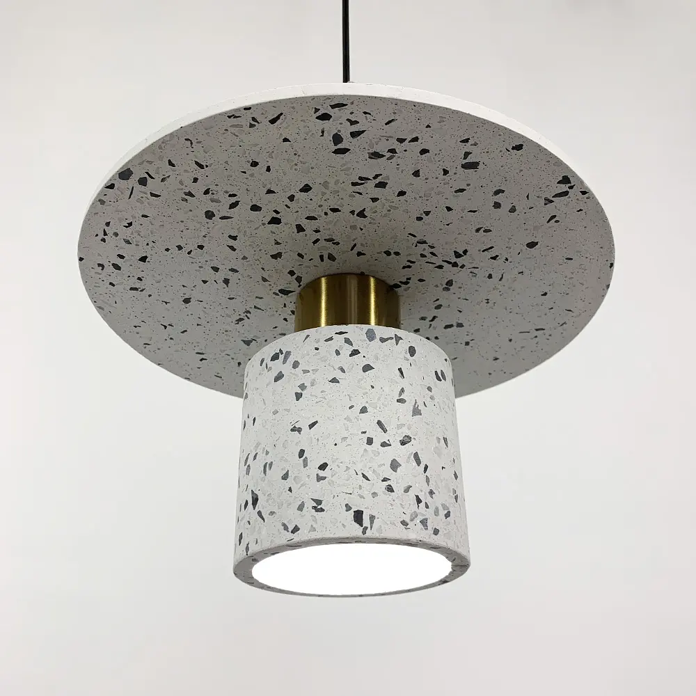 Підвіс Terrazzo Cylinder із білим бетонним плафоном 30 см в стилі Ар-деко Line.F MJ 162-300 WT - фото 6